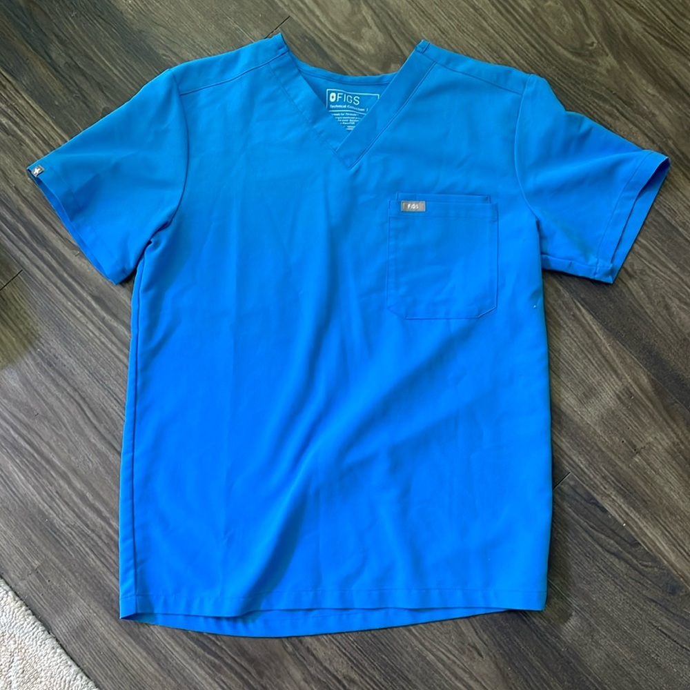 Men’s small Capri blue Figs scrub top